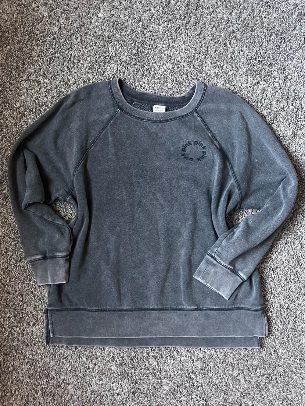 PINK Victoria's Secret Washed Charcoal Crewneck Sweatshirt
